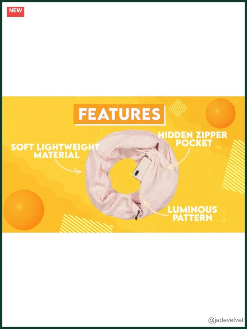 Lightweight Infinity Travel Scarf with Hidden Zipper Pocket - Hands-Free